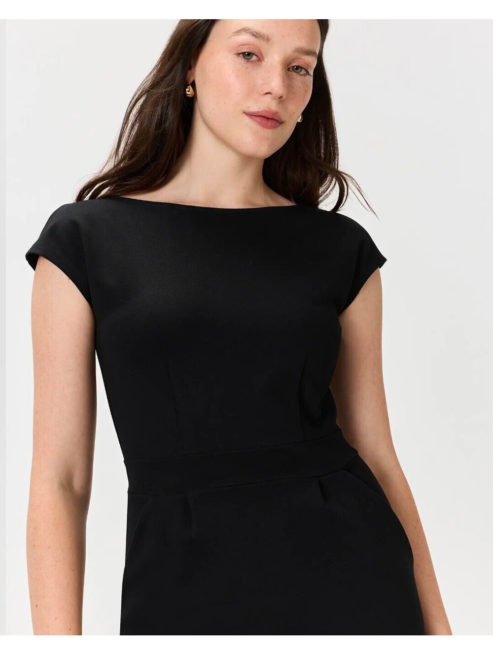 Quince Ultra Strech Ponte cap sleeve dress sz L NEW